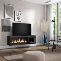 Skraut Home, Mueble Televisión, 158x35x45cm, Fuego Led XXL efecto 3D, Veteado de madera, Tacto poroso de alta calidad - details 1