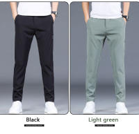 Pantalones Casuales Para Hombre De Seda Helada Verano Negro Gris Delgados Negocios Casual Elasticidad Transpirables Rectos Deportivos - details 2