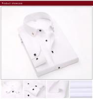 Camisa De Encaje Para Hombre Con Cuello En V Manga Larga Diseño Sólido Casual Adecuada Para Negocios Y Sociales En Colores Blanco Negro Azul Náutico - details 6