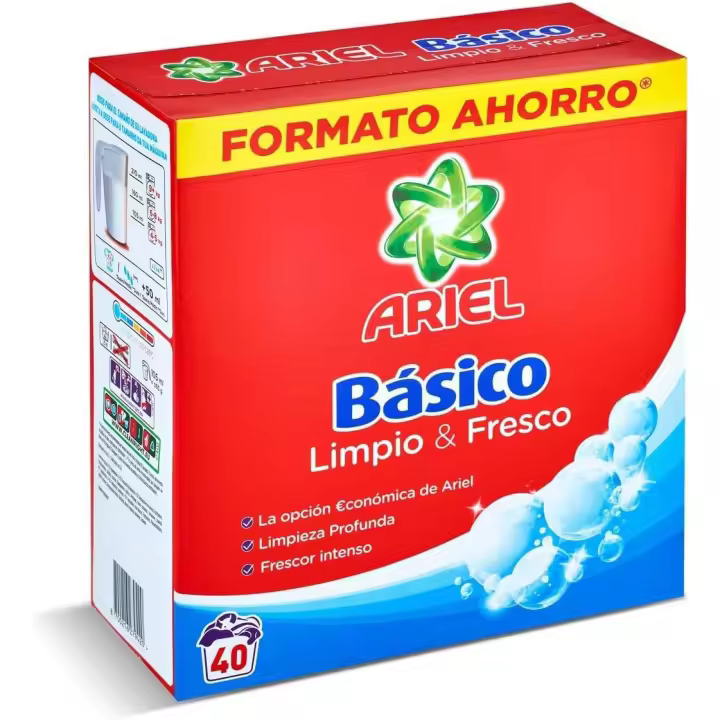 Ariel Básico Detergente en Polvo 2300 gr 40 lavados - 1