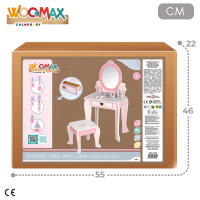 WOOMAX - Tocador de maquillaje para niñas con taburete madera y espejo plexiglás, 50x34x92 cm, colores pastel, tocadores infantiles, con accesorios interactivos, juguetes niños 3 años - details 5