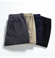 Pantalones Casuales De Corduroy Para Hombre Cintura Elástica Estilo Clásico Moda Comoda Talla Recta Negro Gris Caqui Primavera Otoño - details 1