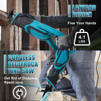Sierra eléctrica sin escobillas de 18V, sierra eléctrica para madera, Metal, PVC, materiales de tubería, corte con 4 Uds.Apto para baterías Makita - details 4