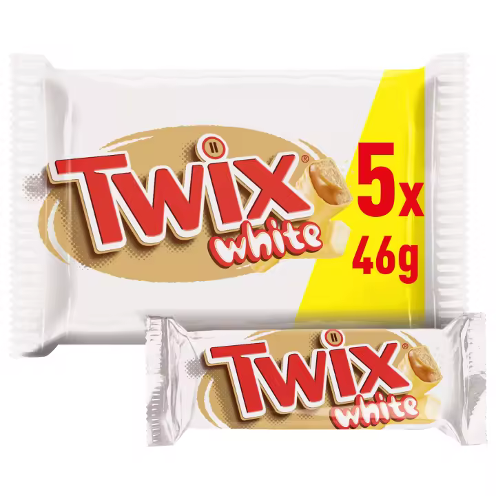 Twix White Barritas de Chocolate blanco, galleta y caramelo 9 Packs de 5 x 46g - 1