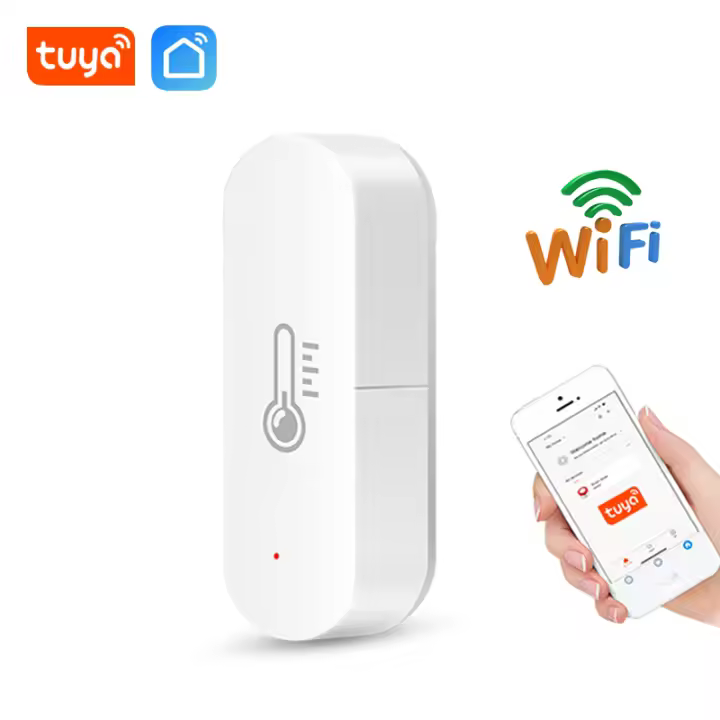 Sensor De Temperatura Y Humedad WiFi Para El Hogar Inteligente Compatible Con Alexa Tuya Medidor Interior Precisión Alta Batería AAA Incluida - 1
