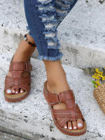 Sandalias De Tobillera Para Mujer 2023 Con Suela Antideslizante Y Plantilla Ortopédica Cremallera Superior De Cuero Genuino Estilo Retro Casual - details 13