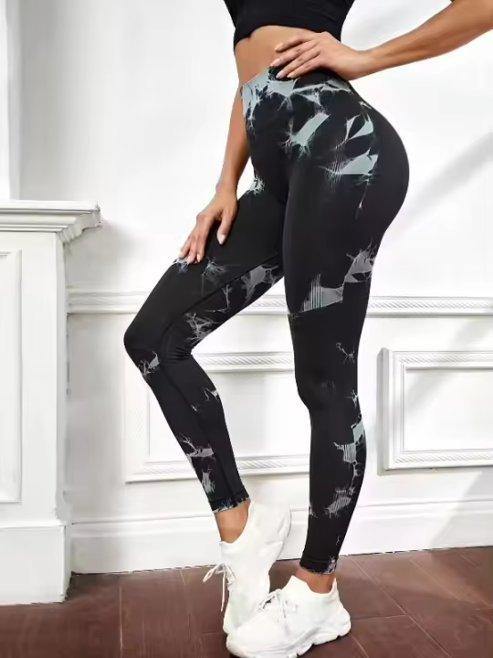 Leggings De Yoga Para Mujer Con Cintura Alta Y Estampado De Encaje Talla Grande Elástica Y Levantadora De Glúteos - 1