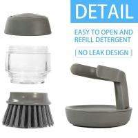 Cepillo De Olla Con Dispensador De Jabón Tipo Empuñadura Para Cocina Limpieza De Estufa Herramientas Domésticas Amigables Con Las Manos Cepillo De Pelo Duro - details 0