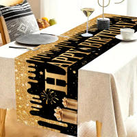 Corredor De Mesa Para Cumpleaños Black Gold Decoración Para Fiesta De Cumpleaños Para Niños Y Adultos PVC Material Decoración De Primera Enseñanza - details 3