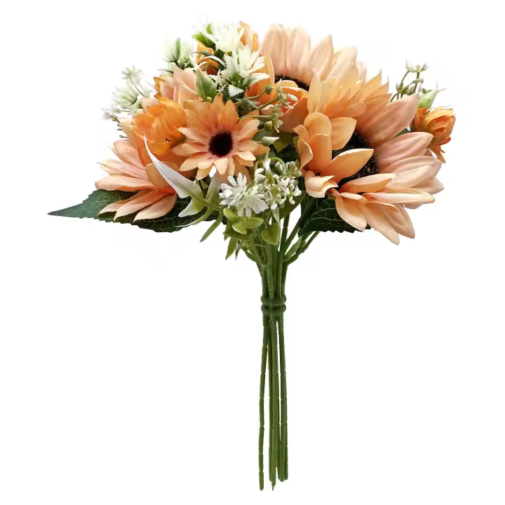 Poenia Arte Floral Ramo de Girasol Artificial 32cm - Decoración Floral Realista - 2 Piezas - 1