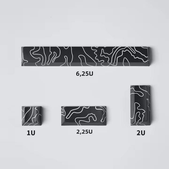 Black Samurai PBT Keycaps 4PCS Perfil Cherry Dye-Sub Con Barra Espaciadora 6.25U Y Tecla Enter Para Teclado Mecánico - 1