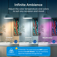 Bombilla Inteligente Meross LED RGBWW Dimmable E26 E27 B22 9W (60W Equivalent) Compatible Con Alexa Google Home SmartThings Para El Dormitorio - details 3