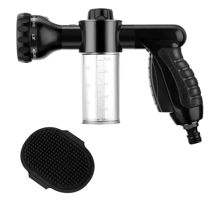 Juego de Herramientas para Baño de Mascotas de 2 Piezas con Spray de Espuma de Cobayas y Peine de Goma para Perros Material de Plástico y TPR Color Negro Recomendado para Juegos de hasta 2 Años - 1