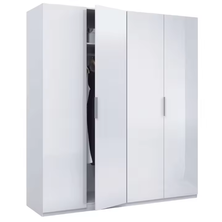 Armario grande en blanco con cuatro puertas habitación dormitorio 180x200x52 cm - 1