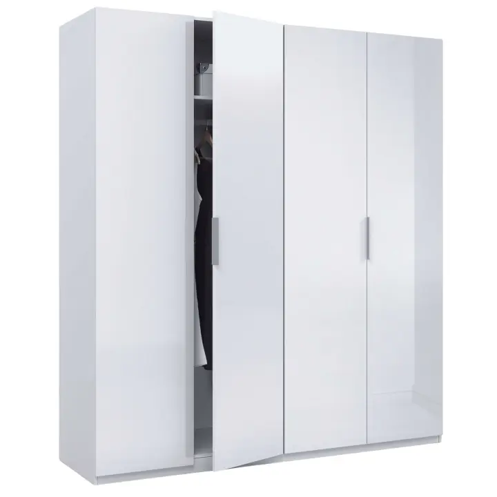 Armario grande en blanco con cuatro puertas habitación dormitorio 180x200x52 cm - 1