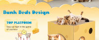 Nobleza - Casa Gato con Rascador para Gatos de Cartón y Hierba Gatera, Cama para Gatos Litera, Cueva para Gatos de Cartón Plegable, Juguetes para Gatos Pequeños y Medianos, L35*W35*H35CM, Amarillo - details 1