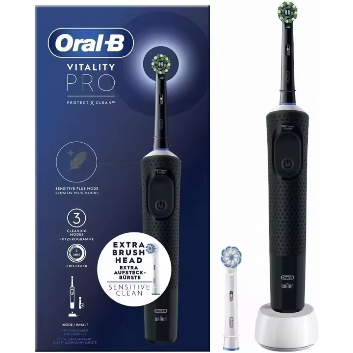 Oral-B Vitality Pro Cepillo de Dientes Eléctrico, 2 Cabezales incluidos, Producto Europeo con Garantía Oficial. - 1