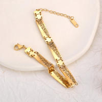 Pulsera De Cadena Geométrica Hueca Lokaer En Acero Inoxidable Plated 18K PVD Resistente Al Agua Joyería De Muñeca Estilizada Para Mujeres - details 1