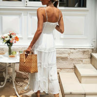 Vestido Largo Bohemio De Playa Para Mujer Estilo Casual Sin Mangas Transpirable Suelto Con Encaje Y Tirantes Solado Ancho Para Vacaciones Verano Tallas S-2XL - details 6