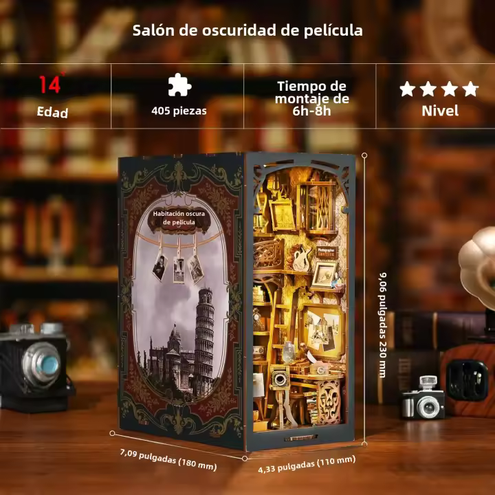 Kit De Nook De Libros ATUBAN DIY Inserto De Estante Para Muñecas Casa De Muñecas 3D Puzzle De Madera Decoración De Libros Y Habitaciones Miniatura De Casa - 1