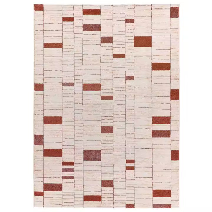 Alfombra interior diseño geométrico en beig y caldera - BERUTI 12920 | 80x150, 133x190, 160x230 cm - 1
