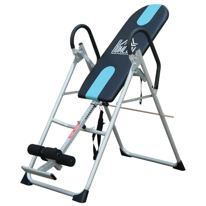 HOMCOM Tabla de Inversión Gravitacional Plegable con Altura Ajustable a 147-198cm y Cinturón de Seguridad Carga 136kg Material de Acero - 1