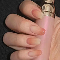 24 Pcs Uñas Postizas Redondas Medio Rosa Y Blanco Gloss Con Estrella Reutilizables Falsas Con Tabs De Gel Uñas De Plástico Para Dedos - details 11