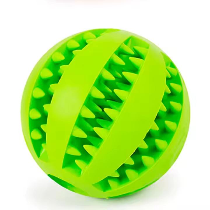 Pelota para Perros con Función de Cuidado Dental,  Bola de Caucho Natural para Perros, Puntos para golosinas, Robusta Pelota de 7 cm de diámetro, Juguete para Masticar Interactivo, Pelota para Entrenamiento - 1