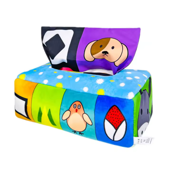 Nueva caja de pañuelos de peluche resistente al desgarro para bebés, juguete de ejercicio con dedos para aprender a simular bebés - 1