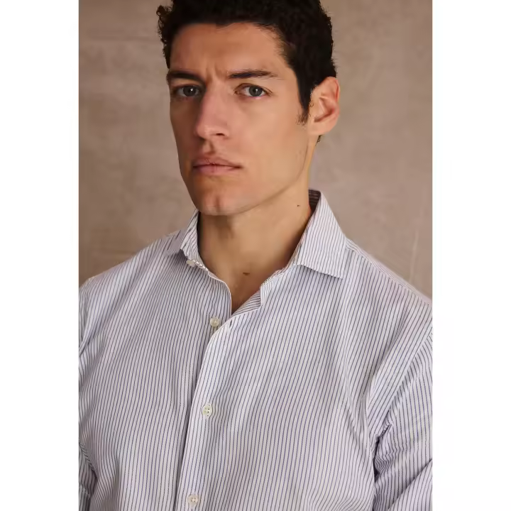 CAMISA RAYA LABRADA AZUL - 1