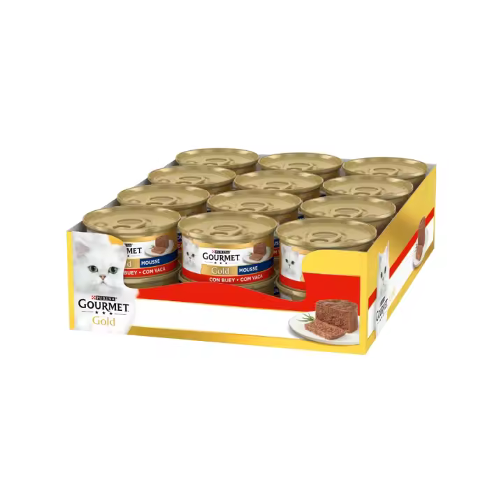 GOURMET - Gold Mousse (24x85 gr) - Comida Húmeda en Lata (Buey) - 1