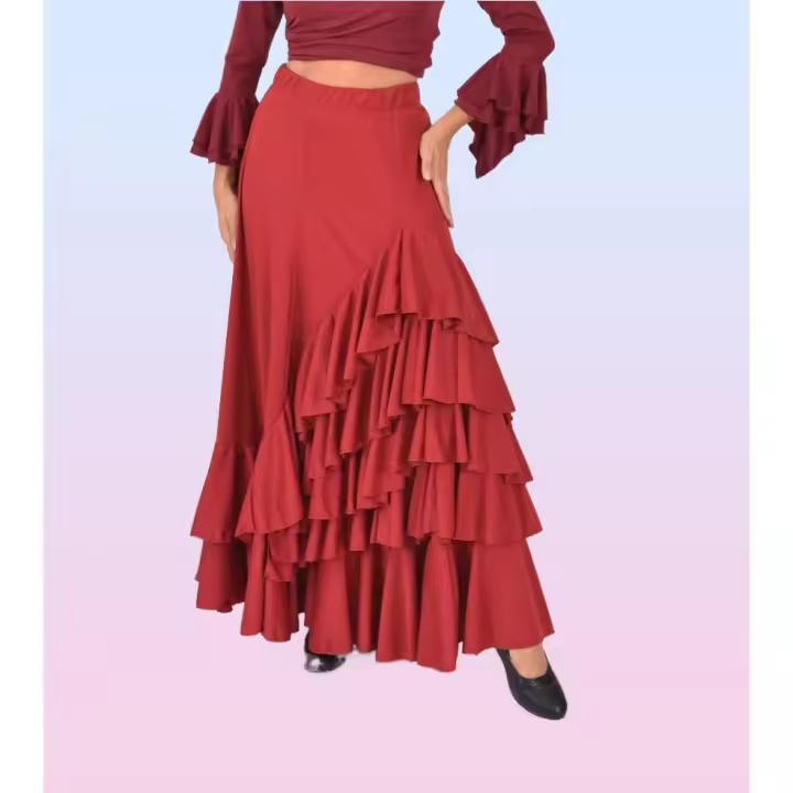 Falda Flamenca Profesional ANUKA con 6 Volantes en Rojo o Negro - 1