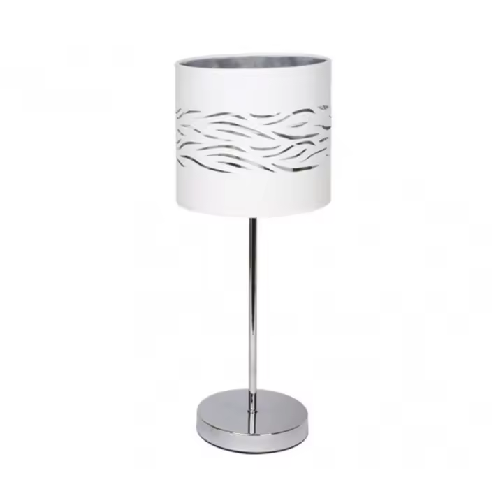 Lámpara de Mesa FABRILAMP Sobremesa Niebla 1xe14 Cromo/Blanco-Plata 43x17x17 Cm - Diseño Moderno - 1