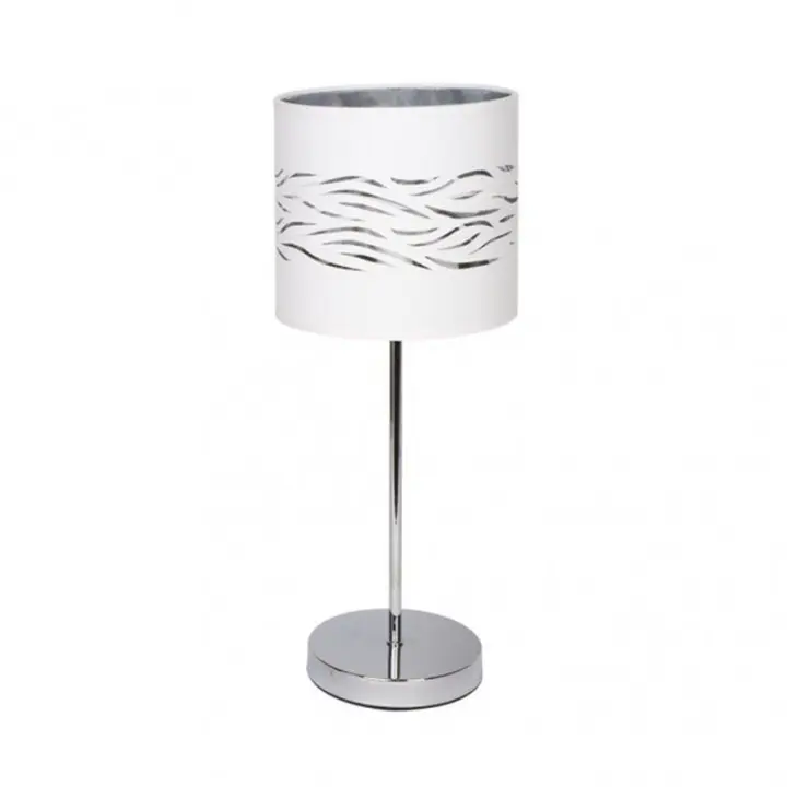 Lámpara de Mesa FABRILAMP Sobremesa Niebla 1xe14 Cromo/Blanco-Plata 43x17x17 Cm - Diseño Moderno - 1