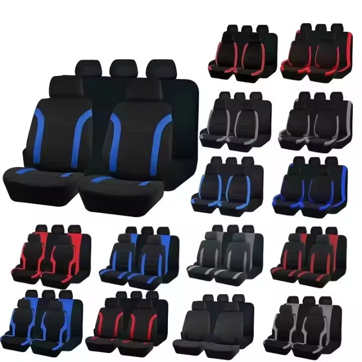 Fundas De Asiento De Coche Universal De Tela De Flocado Para Todas Las Estaciones Con Costura De Hilo 5 Piezas Conjunto - 1