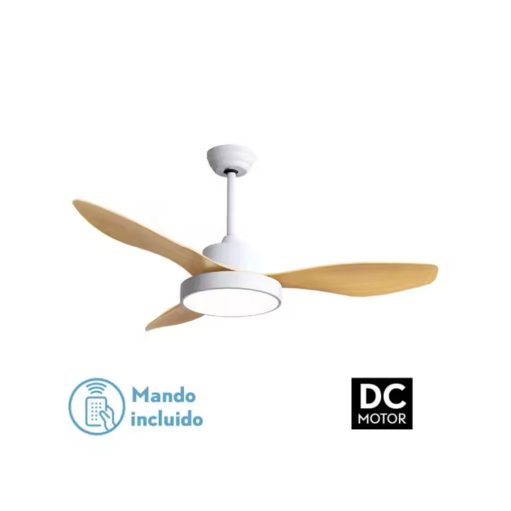 hayate dc ventilador 48w 4078lm blanco/haya 3 asp 39/54x120x120cm 300040006000k con mando a distancia - 1