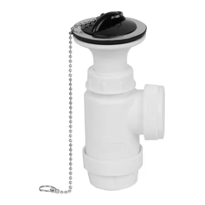 MIRTAK Mini Sifón de Botella Extensible V70, PVC, con Cadena y Tapón - MIRTAK - 01598 Sifones Accesorios y Complementos Fontanería y Griferia  Sifon WC - 1