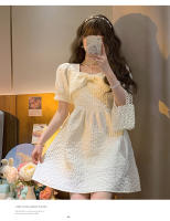 Vestido Vintage Bordado YUQI Para Mujer Verano 2024 Cierre De Cremallera Estilo Hepburn Retro Elegante Mini Con Cinturón Y Bow - details 16