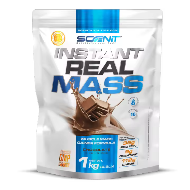 Instant Real Mass - hasta 7 kg - Ganador de peso y masa muscular, mass gainer para aumentar de peso - Ganador de músculo - Ganador de masa muscular - Gainer con creatina carbohidratos proteína - 1