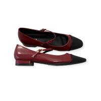 Bailarina Mary Jean Bicolor Burdeos y Negra - Zapato Plano Mujer Granate - Merceditas planta acolchada - details 0