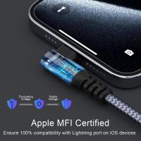 Cable Elbowed 20W USB C a Lightning Para iPhone 15 14 13 12 pro Max Cable De Carga Rápida Tipo C a Lightning Malla Tejida Negro Gris - details 6