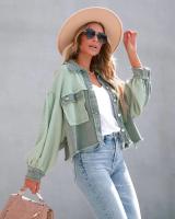 Nueva Chaqueta Corta Para Mujer De Otoño 2024 Moda Retro Estilo Callejero Con Rayas Lavadas Y Collar Tácto Espesado De Polyester Cierre Doble - details 15