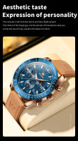 Reloj De Cuarzo Para Hombre OLEVS Con Fase Lunar Calendario Óptimo Resistente Al Agua Y Luz Piel Marrón Correa De Cuero Reloj De Mano Para Hombres - details 11