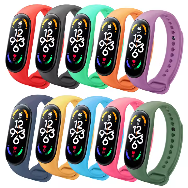 Niucom pack de 10 correas para xiaomi mi band 7 pulseras de silicona de colores flexibles impermeables con cierre de botón - 1