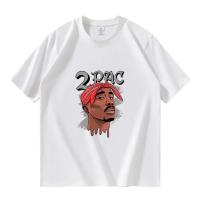 Camiseta De Algodón Para Hombre 2Pac Tupac Estampado High Quality Hip Hop Streetwear Manga Corta Oversized Camiseta Casual - details 4
