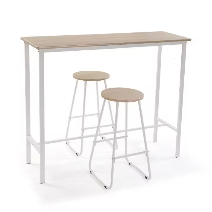 Conjunto de Mesa con 2 Sillas Versa Blanco PVC Metal Madera MDF 40 x 120 x 100 cm - 1