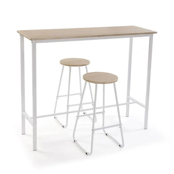 Conjunto de Mesa con 2 Sillas Versa Blanco PVC Metal Madera MDF 40 x 120 x 100 cm - 1