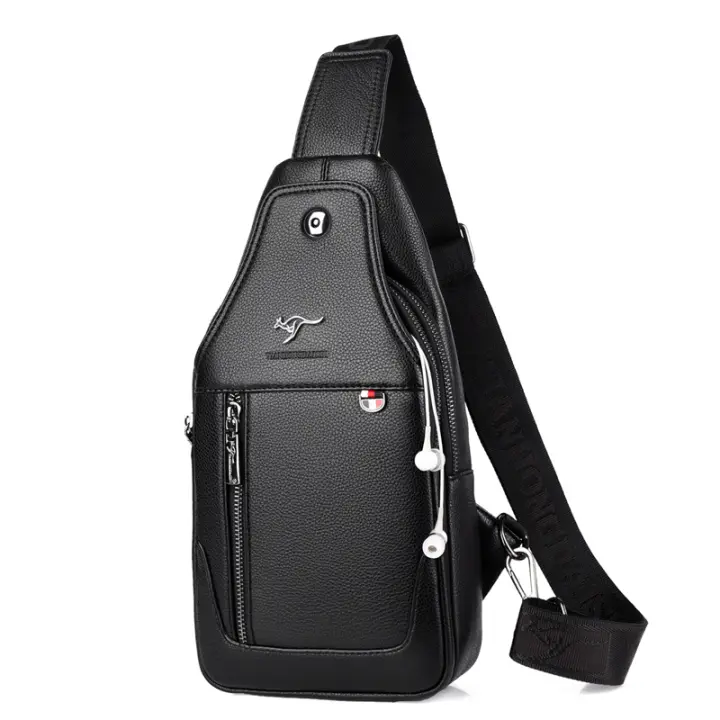 Bolso De Hombro Para Hombre De Cuero Lujo Estilo Vintage Bolsa De Pecho Negocios Casual Bolsa De Hombro Con Cierre De Cremallera - 1