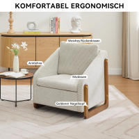 Silla, Silla decorative para Salón, Silla de Ocio, Modern Silla, with Reposabrazos de Madera, with paño, canvas de chenilla beige, 73,5*73,5*73,5 cm, 1 Juego - details 1