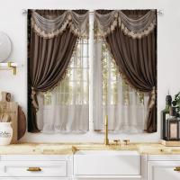 Conjunto De 2 Piezas Cortina Vintage Bordada En Color Marrón HD Para Decoración De Hogar Estilo Clásico Para Sala De Estar Y Dormitorio - details 8